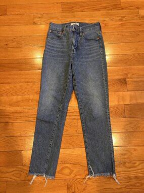 Madewell The Perfect Vintage Jeans Light Wash High Rise Raw Hem Size 26